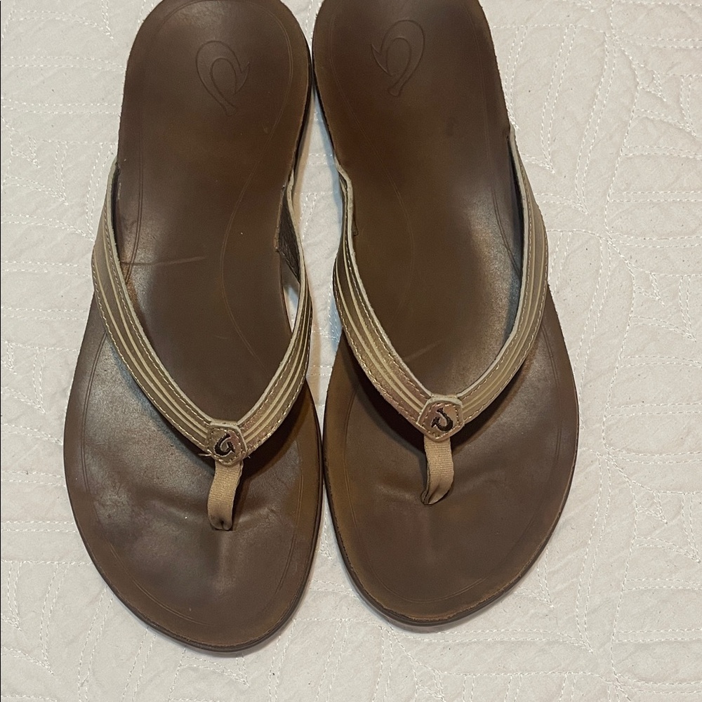 OluKai Tan and Brown Sandals